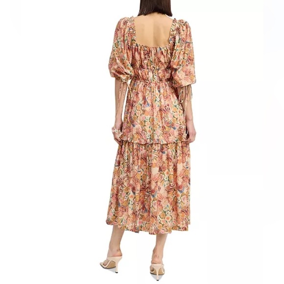 En Saison Women's Medium Candela Floral Square-Neck Ruffle-Tier Midi Dress NWT - Picture 3 of 16